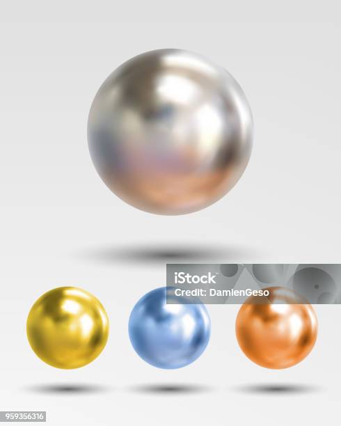 Chrome Ball Realistic Isolated On White Background Stock Illustration - Download Image Now - Sphere, Sports Ball, Stereoscopic Image