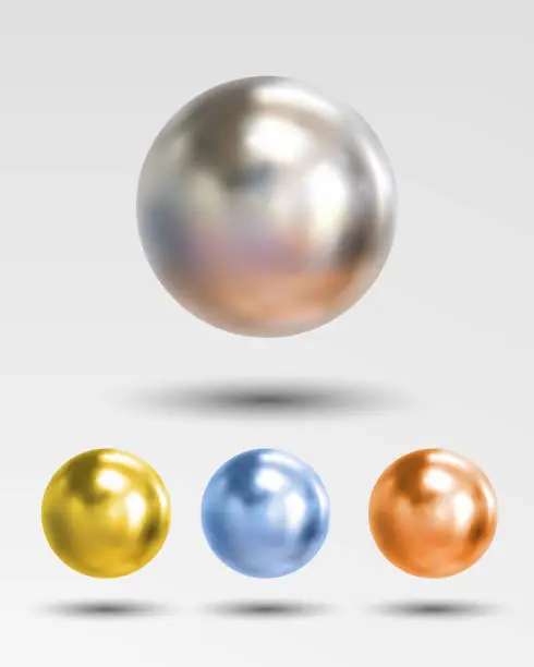 Vector illustration of Chrome ball realistic isolated on white background