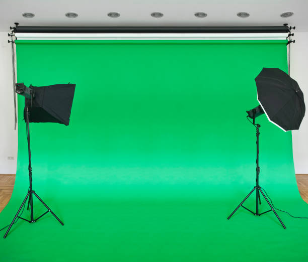 pano de fundo vazio verde studio - chroma key fotos - fotografias e filmes do acervo