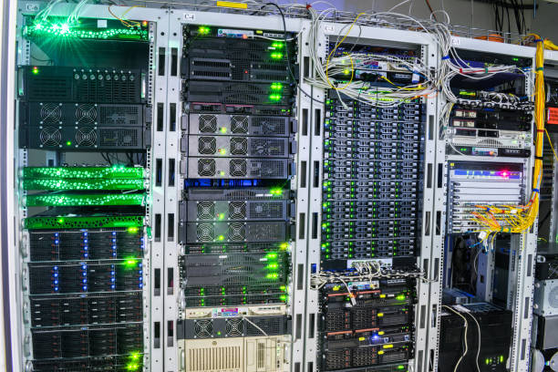istock Many computer equipment is installed in the server room of the data center. Racks with servers and routers are located in the main computer center. 959367722