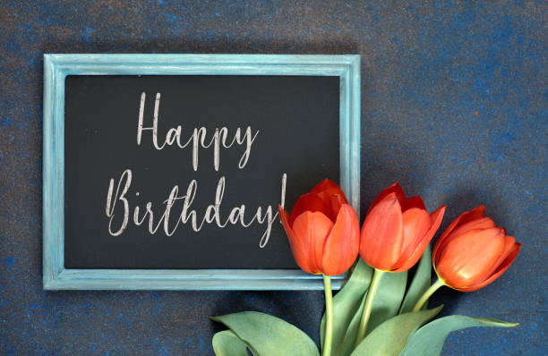 istock Blackboard and bunch of red tulips on abstract dark background, text 959368140