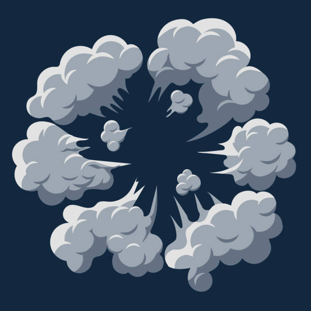 Smoke cloud Explosion. Dust puff cartoon frame vector Smoke cloud Explosion. Dust puff cartoon frame, dusty bubble comic flat style. Vector firework explosive material illustrations stock illustrations