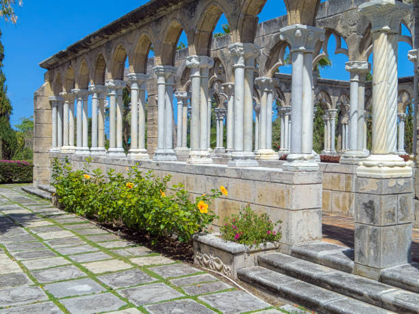Roman architecture in Bahamas Roman architecture in elegant Versailles Gardens on Paradise Island in Nassau Bahamas paradise island bahamas stock pictures, royalty-free photos & images