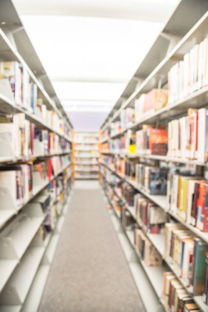 istock Abstract blurred background of modern public American library interior 959373076