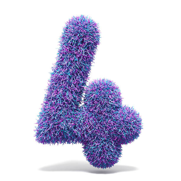 istock Purple faux fur number 4 FOUR 3D 959381086