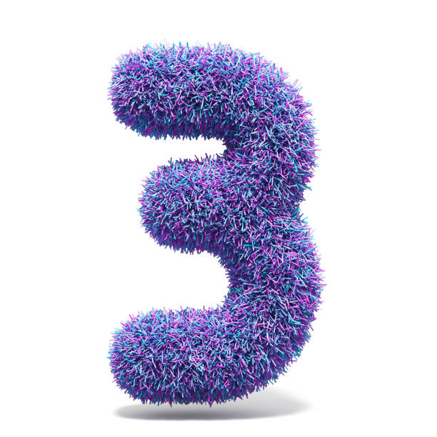 istock Purple faux fur number 3 THREE 3D 959381106
