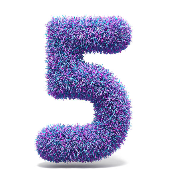 istock Purple faux fur number 5 FIVE 3D 959381154
