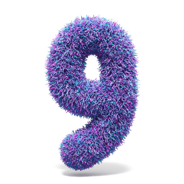 istock Purple faux fur number 9 NINE 3D 959381230