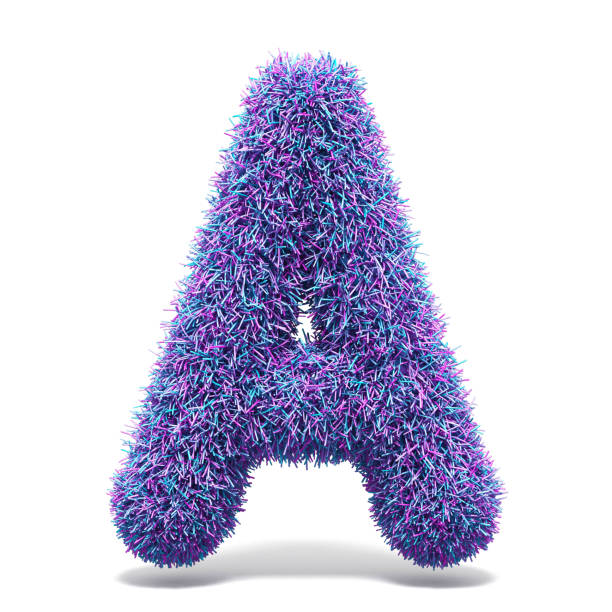 istock Purple faux fur LETTER A 3D 959381262