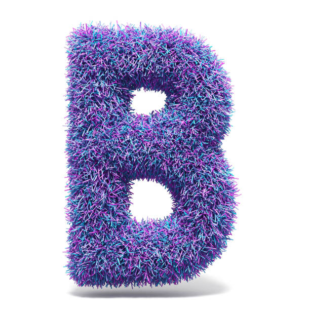 istock Purple faux fur LETTER B 3D 959381266