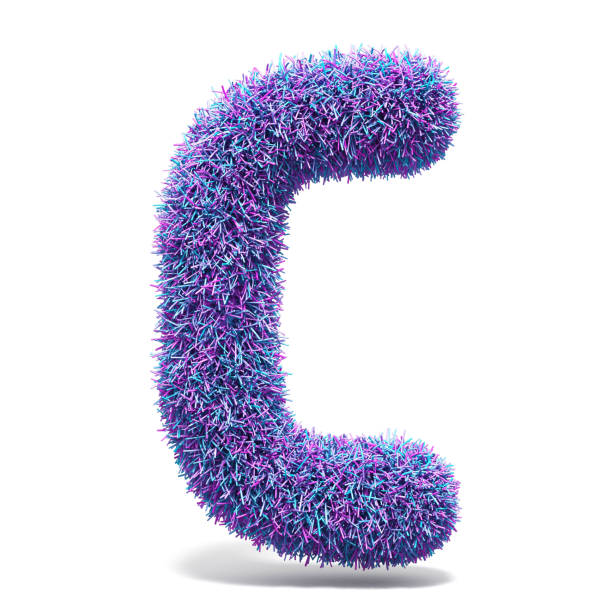 istock Purple faux fur LETTER C 3D 959381292