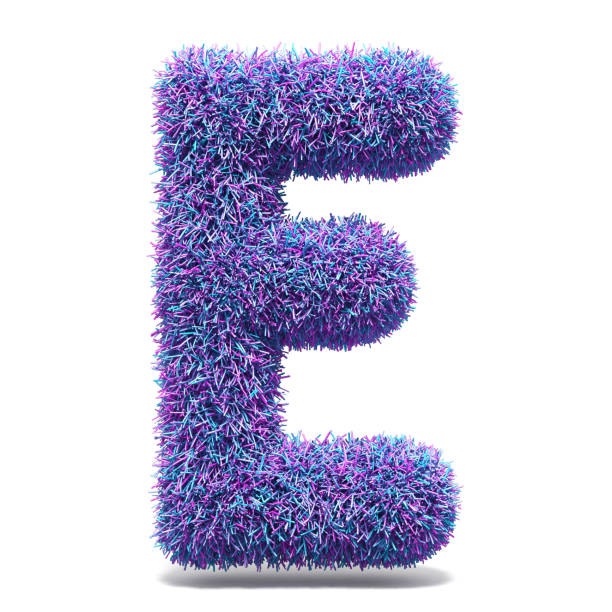 Purple faux fur LETTER E 3D