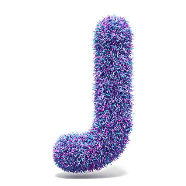 istock Purple faux fur LETTER J 3D 959381396