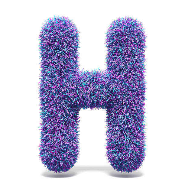 istock Purple faux fur LETTER H 3D 959381424