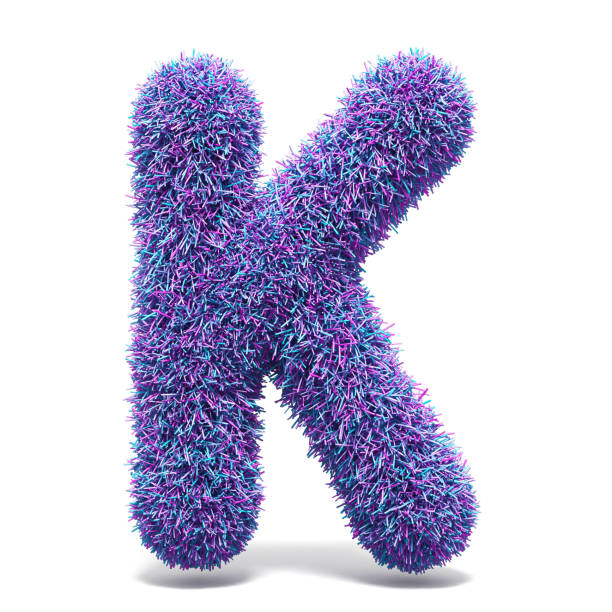 istock Purple faux fur LETTER K 3D 959381502