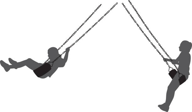 dzieci na swing sylwetki - child silhouette pre adolescent child youth culture stock illustrations