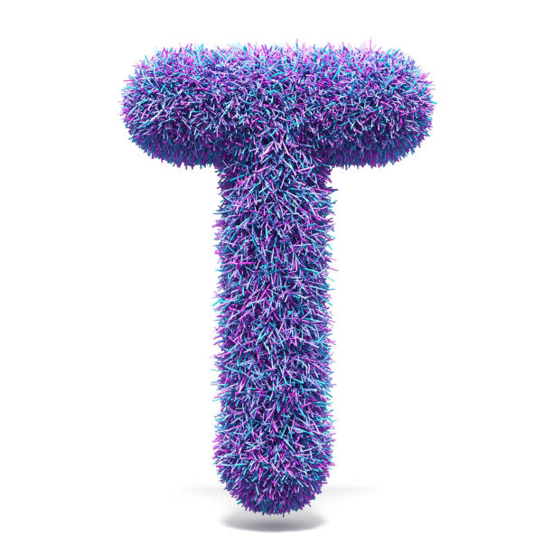 istock Purple faux fur LETTER T 3D 959381654