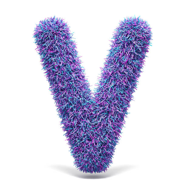 istock Purple faux fur LETTER V 3D 959381692