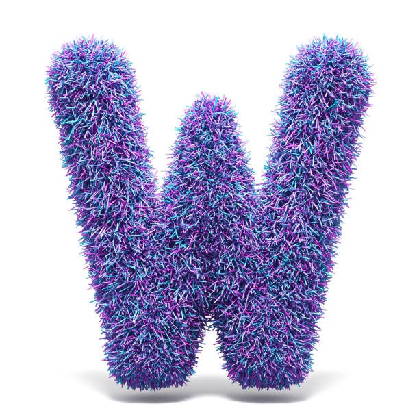 istock Purple faux fur LETTER W 3D 959381746