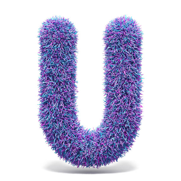 istock Purple faux fur LETTER U 3D 959381748
