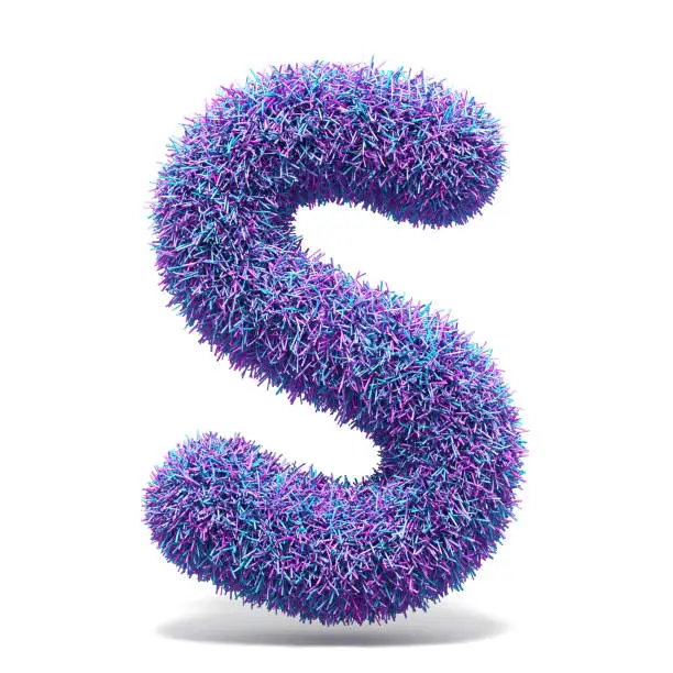 Photo of Purple faux fur LETTER S 3D