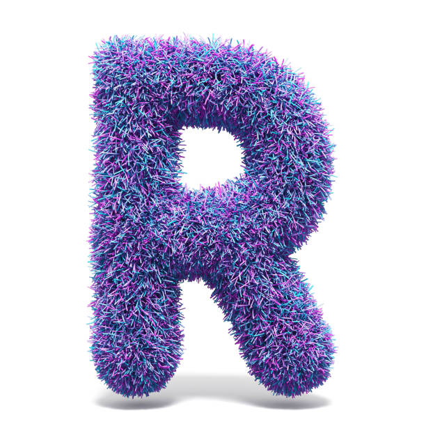 istock Purple faux fur LETTER R 3D 959381776