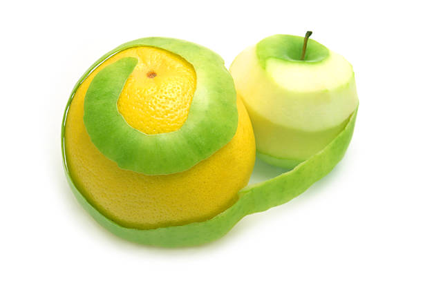 Manzana verde y amarillo de toronja - foto de stock