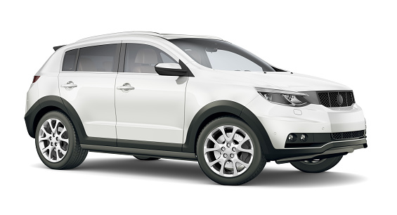 3D illustration of Generic Compact white SUV