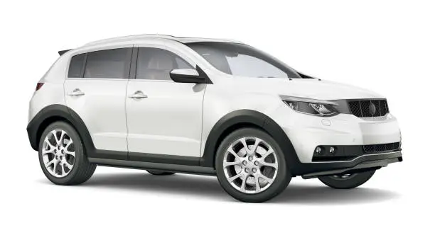 Photo of 3D illustration of Generic Compact white SUV