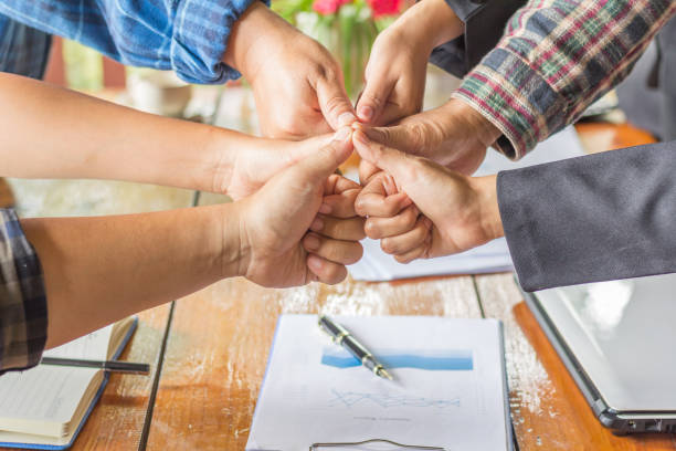 istock Hands of success startup business teamwork. Creative idea teamwork concept. Group of multiethnic diverse team 959395444
