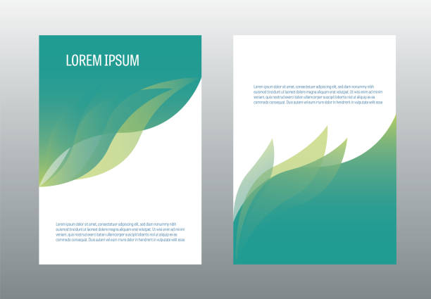 ilustrações de stock, clip art, desenhos animados e ícones de a4 brochure design template vector. annual report page cover illustration. - green leaf