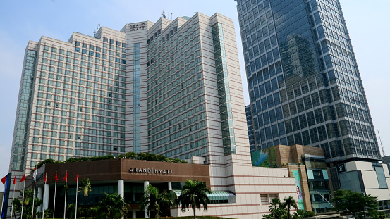 Jakarta, Indonesia - May 15, 2018: Hotel Grand Hyatt Jakarta in Jalan MH Thamrin, Central Jakarta.