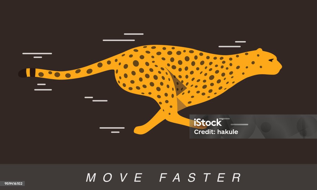 Cheetah running faster, side view, flat design, vector Cheetah stock vector