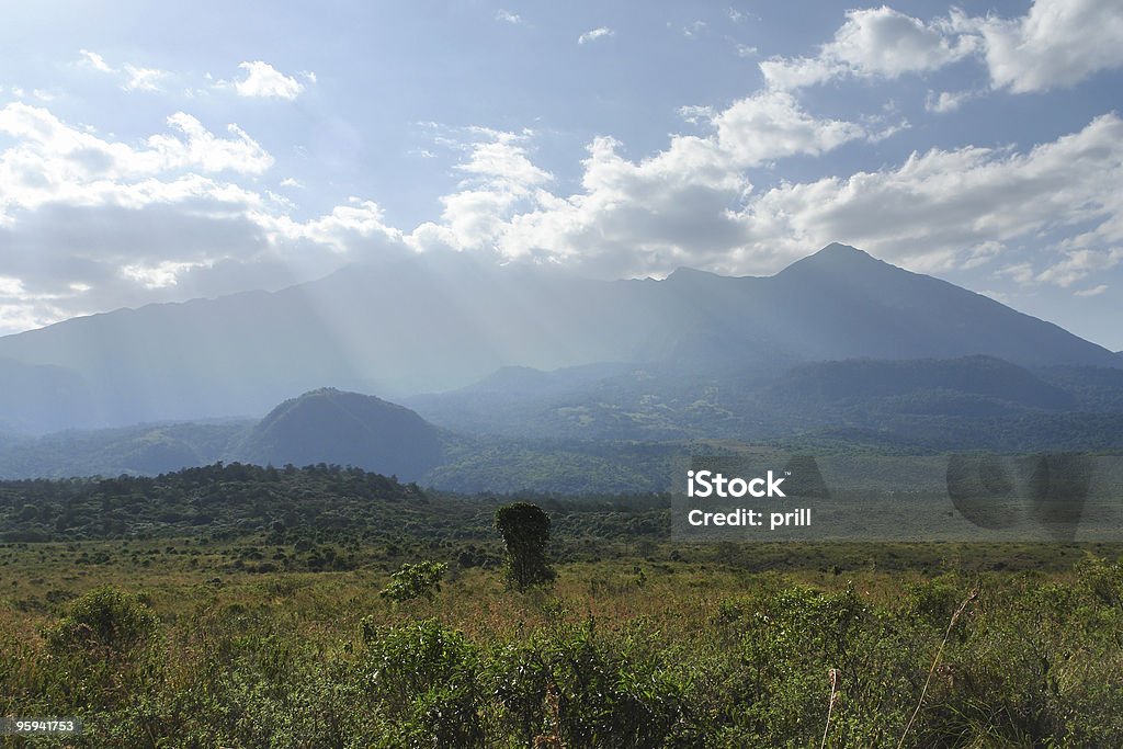 Mount Meru scenery landscape near Mount Meru in Tanzania (Africa) Atmospheric Mood Stock Photo