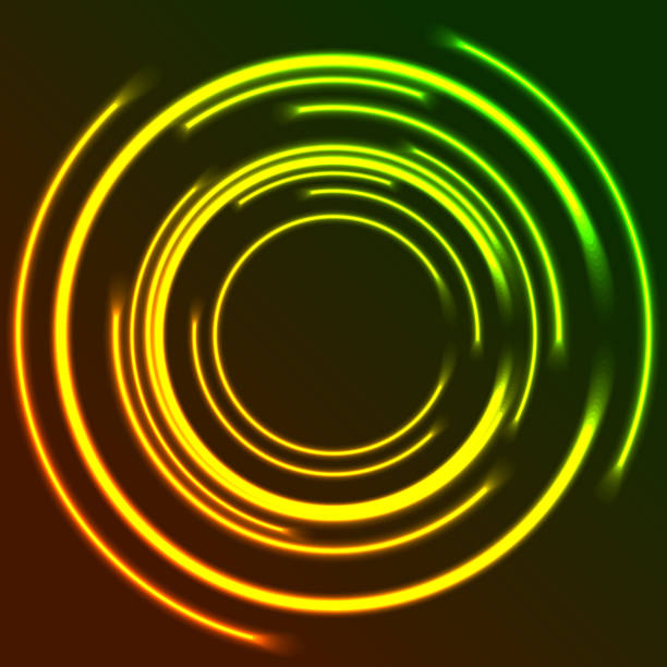 lebendige leuchtende neon-kreisen abstrakten hintergrund - focusing ring stock-grafiken, -clipart, -cartoons und -symbole