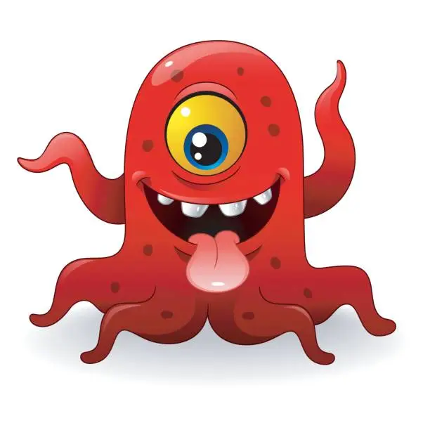 Vector illustration of Cartoon funny red monster