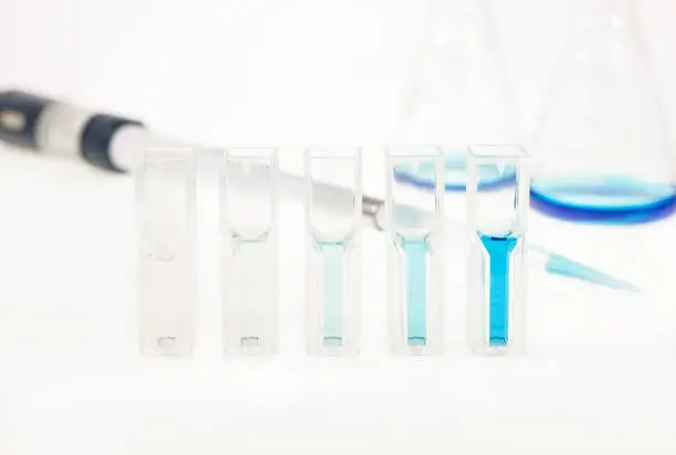 Photo of solution sample in cuvette