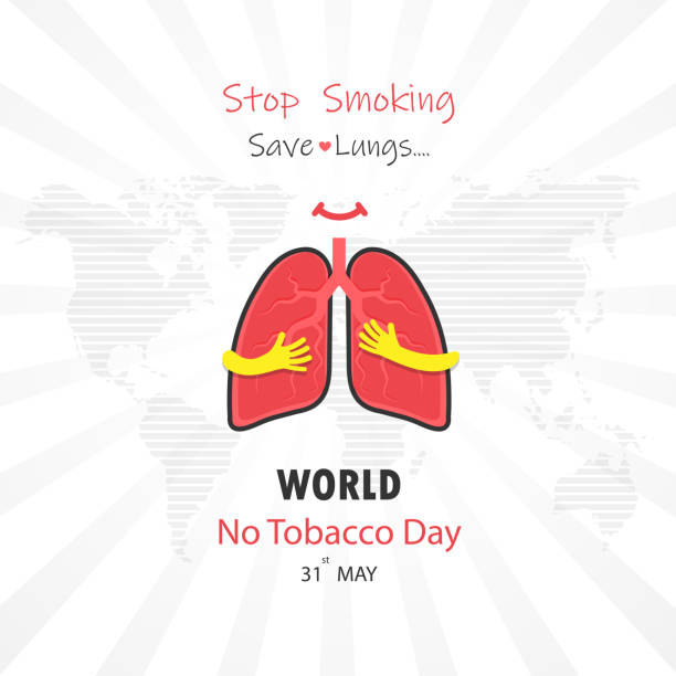 Lung cute cartoon character and Stop Smoking & Save Lungs vector design.May 31st World No Tobacco Day concept.No Smoking Day.No Tobacco Day Awareness Idea Campaign.Vector illustration. vector art illustration