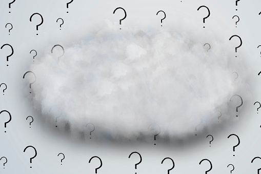 CLOUD with QUESTION MARKS / Whiteboard concept (Click for more)