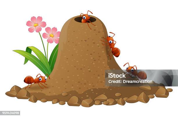 Cartoon Ants Colony And Ant Hill Stock Illustration - Download Image Now - Ant, Anthill, Cartoon