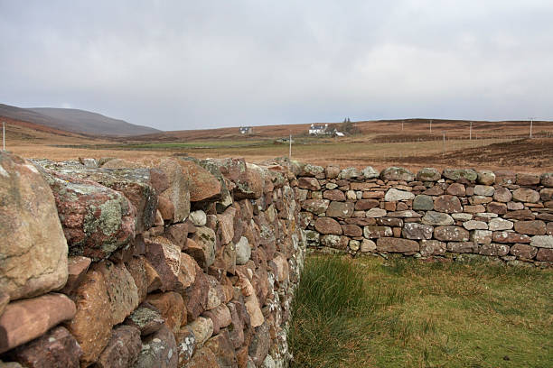 scottish stone wall in rural ambiance