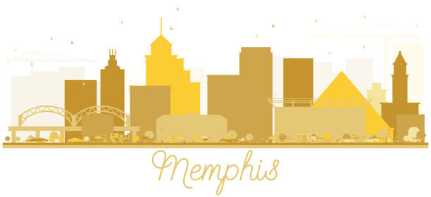 illustrazioni stock, clip art, cartoni animati e icone di tendenza di memphis city skyline silhouette dorata. illustrazione vettoriale. - memphis