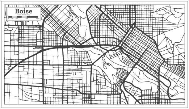 бойсе сша city map в стиле ретро. карта контура. - idaho boise map cartography stock illustrations