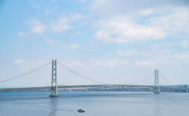 ponte akashi-kaikyo - immagine di repertorio - kobe bridge japan suspension bridge foto e immagini stock