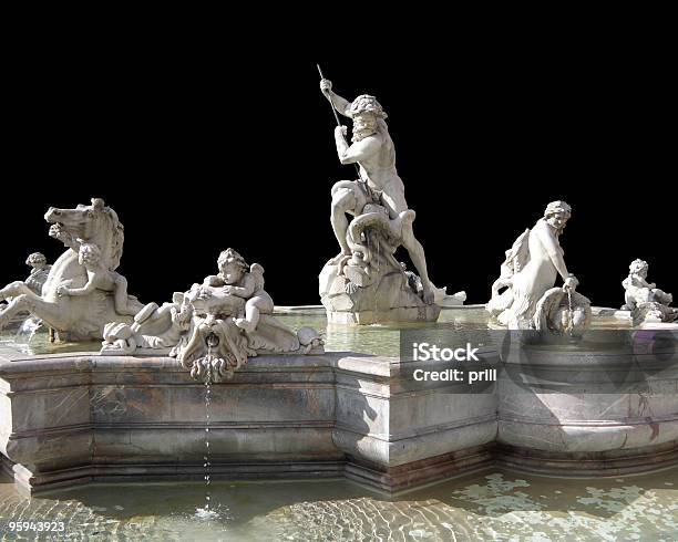 Fontana Del Nettuno In Nero Sul - Fotografie stock e altre immagini di Acqua - Acqua, Antica Roma, Antica civiltà