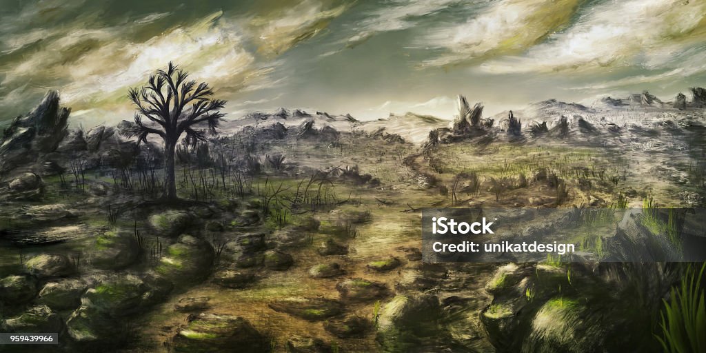 Dramatic environment scenery - Digital Painting Art Product stock illustration