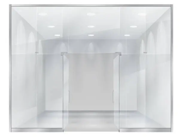 Vector illustration of glass showcase of boutique