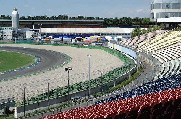 detail of a racetrack named "Hockenheimring" in Southern Germany in sunny ambiance