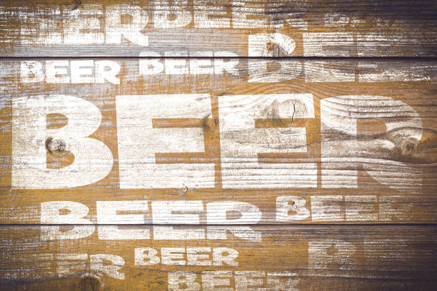 Beer menu on an old wooden plank