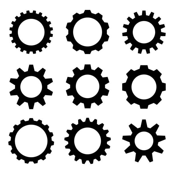 Gear Set Industrial Gear - Wheel Set on the White Background isolated color stock illustrations